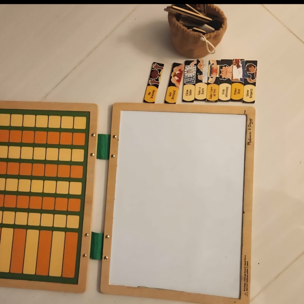 Wooden Educational Game Set with Whiteboard